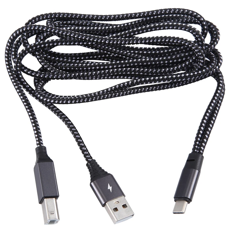 2In1 USB Printer Cable USB C To MIDI Cable USB Type C To USB B MIDI Cable For Music Instrument, Piano, Midi Keyboard Durable