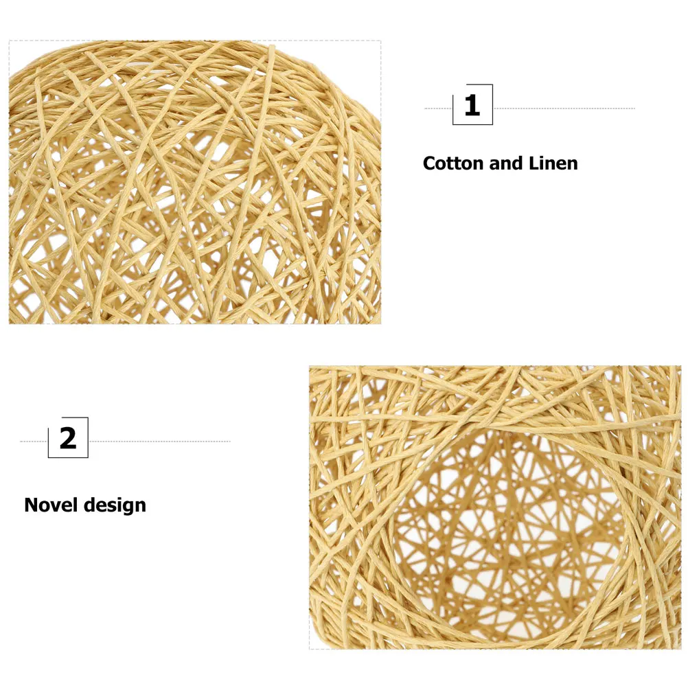 

2Pcs Wicker Lampshade 15cm Yellow Handwoven Cover Table Lamp Bedside Lighting Indoor Decor Rustic Style Weaving Craft