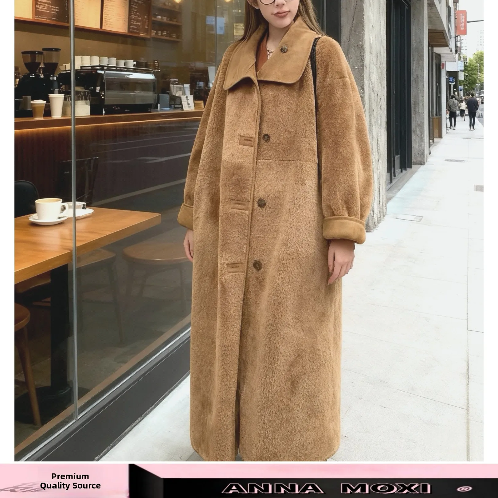 Long Double-Sided Suede Lamb Fur Jacket Women's Autumn Winter Loose Design Sense Outerwear Korean Style Commute Polyester