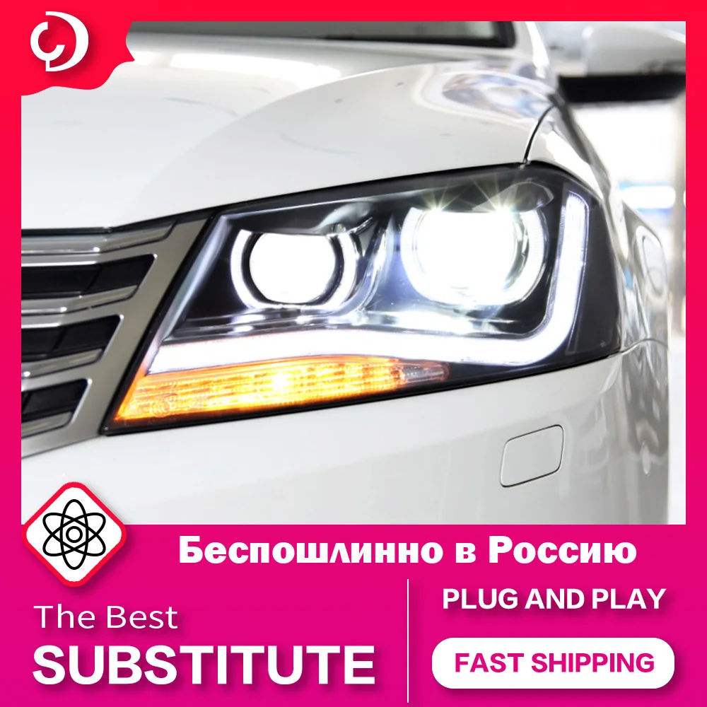 Headlights for VW Passat B7 R8 2012-2016 Headl Lamp LED Dipped Beam Main Beam Running Turn Signal Light Projector Lens Fitting