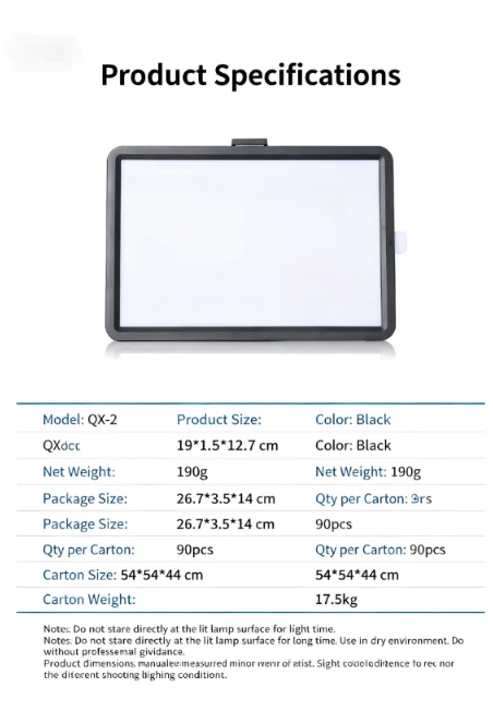 LED Square Panel Fill Light, Desktop Still Life Shooting Lamp, Portable Photography Panel Light with 4‑Color Filter Sheets