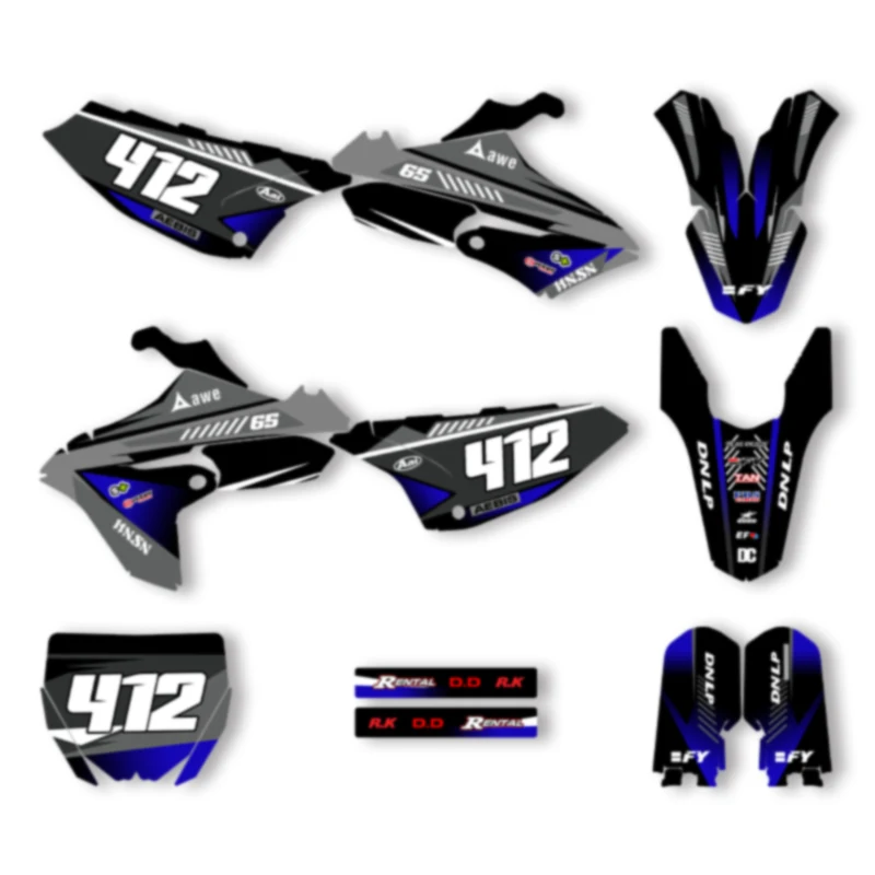 DSMTECH Custom Decals Graphics Stickers Kits for YAMAHA YZ65 2018-2023 Number Name Custom 004