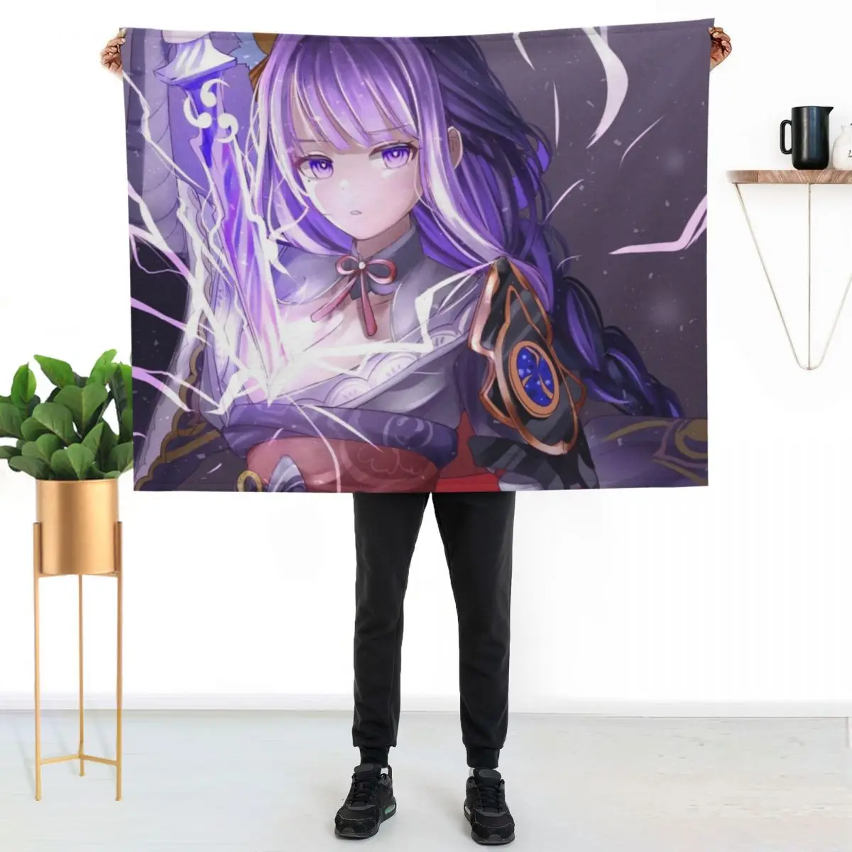 Raiden Shogun Throw Blanket Tourist Soft Big Soft Bed covers Picnic For Decorative Sofa Blankets