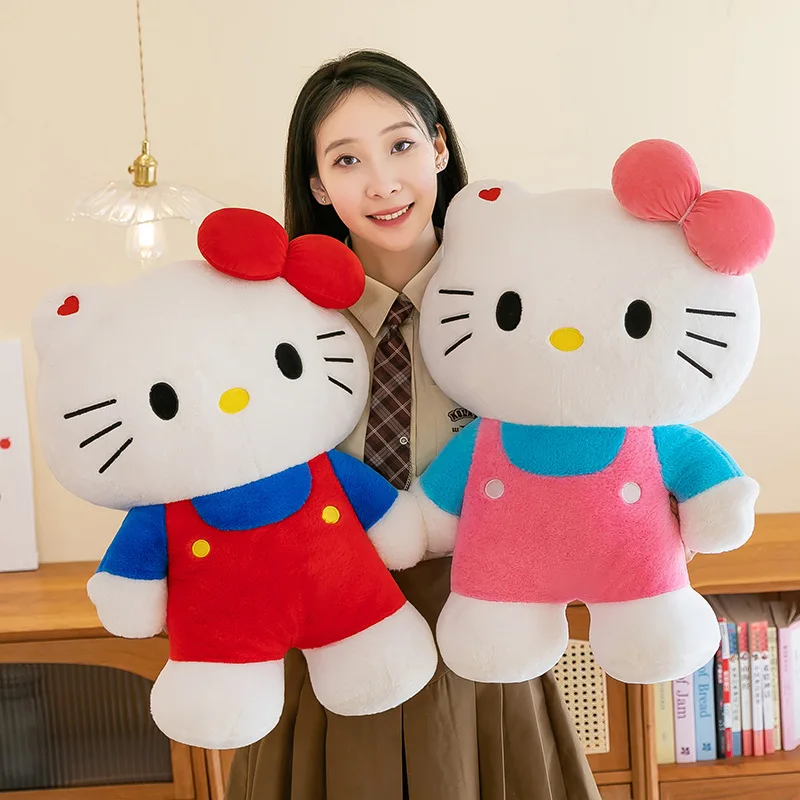 Sanrio 80cm Plushier KT Cat Dolls Large Soft Cute Hello Kitty Plush Toy Cartoon Cat Soft Stuffed Animal Cat Doll Christmas Gifts