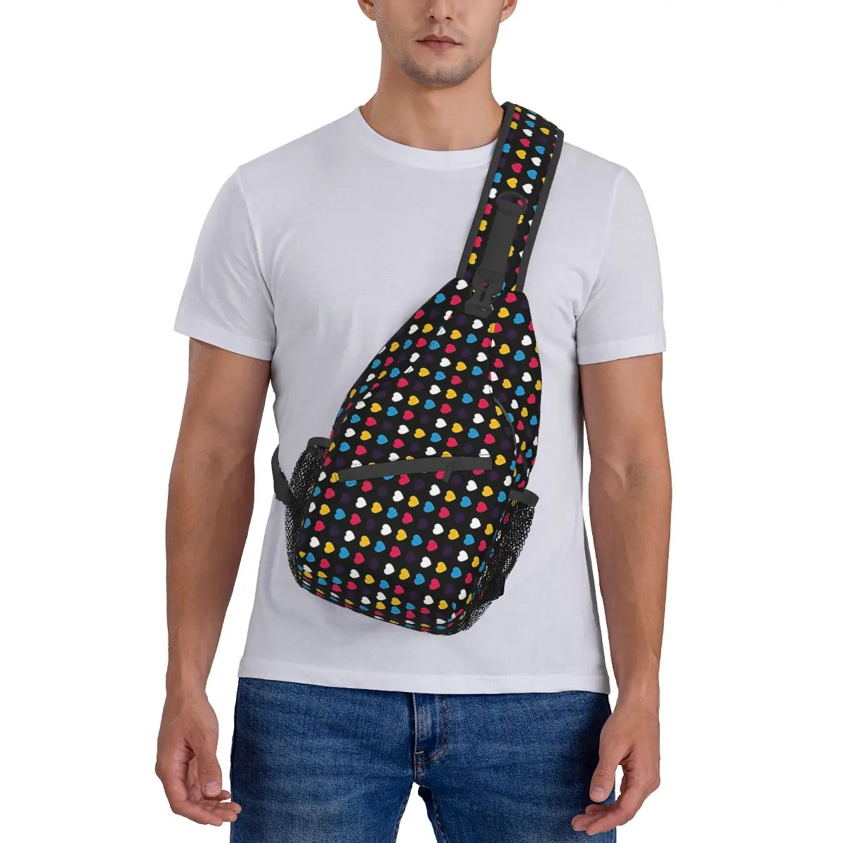 Crossbody Bag Esportes Polyamory Orgulho Corações Peito Bag Unisex Mulheres Homem Moda Ombro Mochilas Viagem