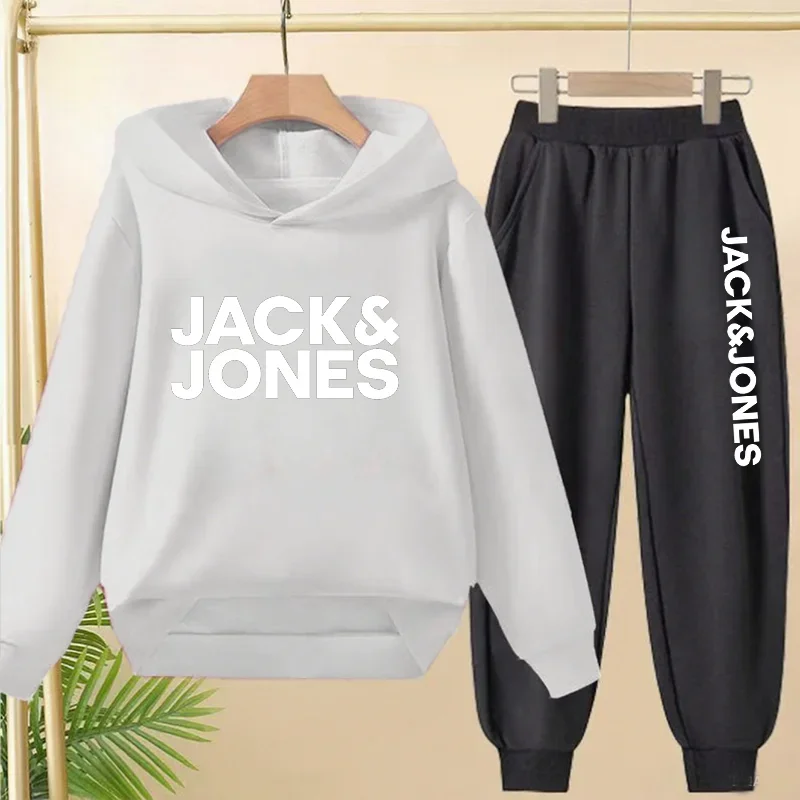 Solid Hoodie Jogger Tracksuit Front Decor Print Elastic Sweatpants Soft Breathable All Match Men Daily Fitness Set view 3