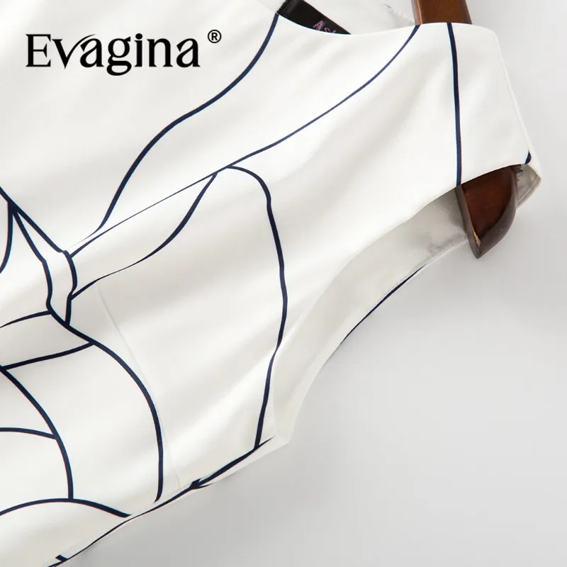 Evagina-vestido sin mangas de verano para mujer, prenda elegante con estampado de línea A, color blanco, para ir a la Oficina