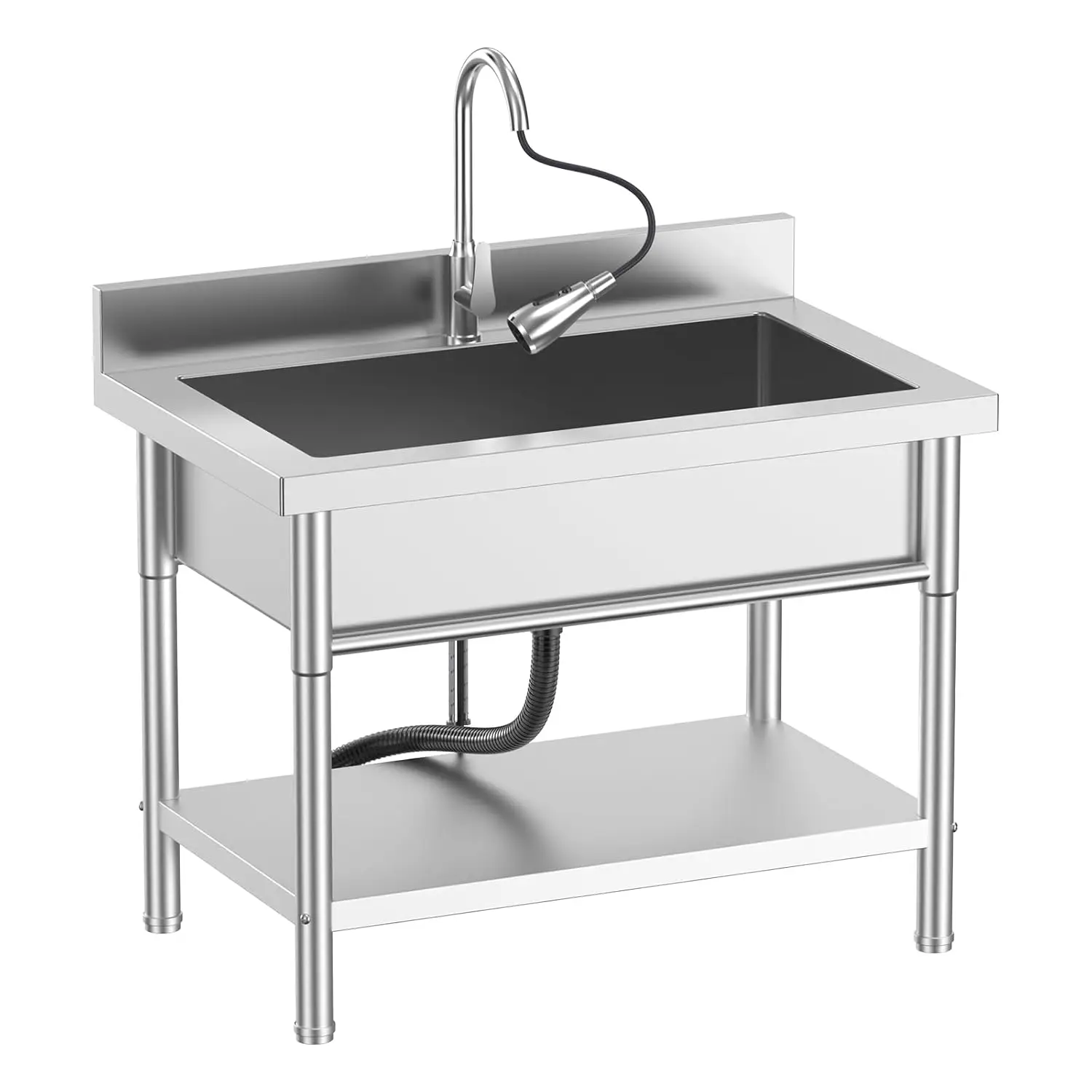 

Stainless Steel Utility Sink, 39.5" × 23.6" × 31.5"Freestanding Sink with Retractable Cold and Hot Water, Customized