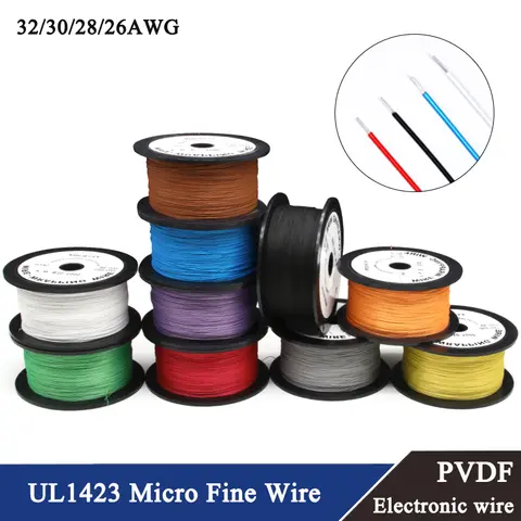 10~500M UL1423 PTFE Wire Silver Plated Copper 32/30/28/26AWG High Temperature Electronic Single Micro Fine Core Cable