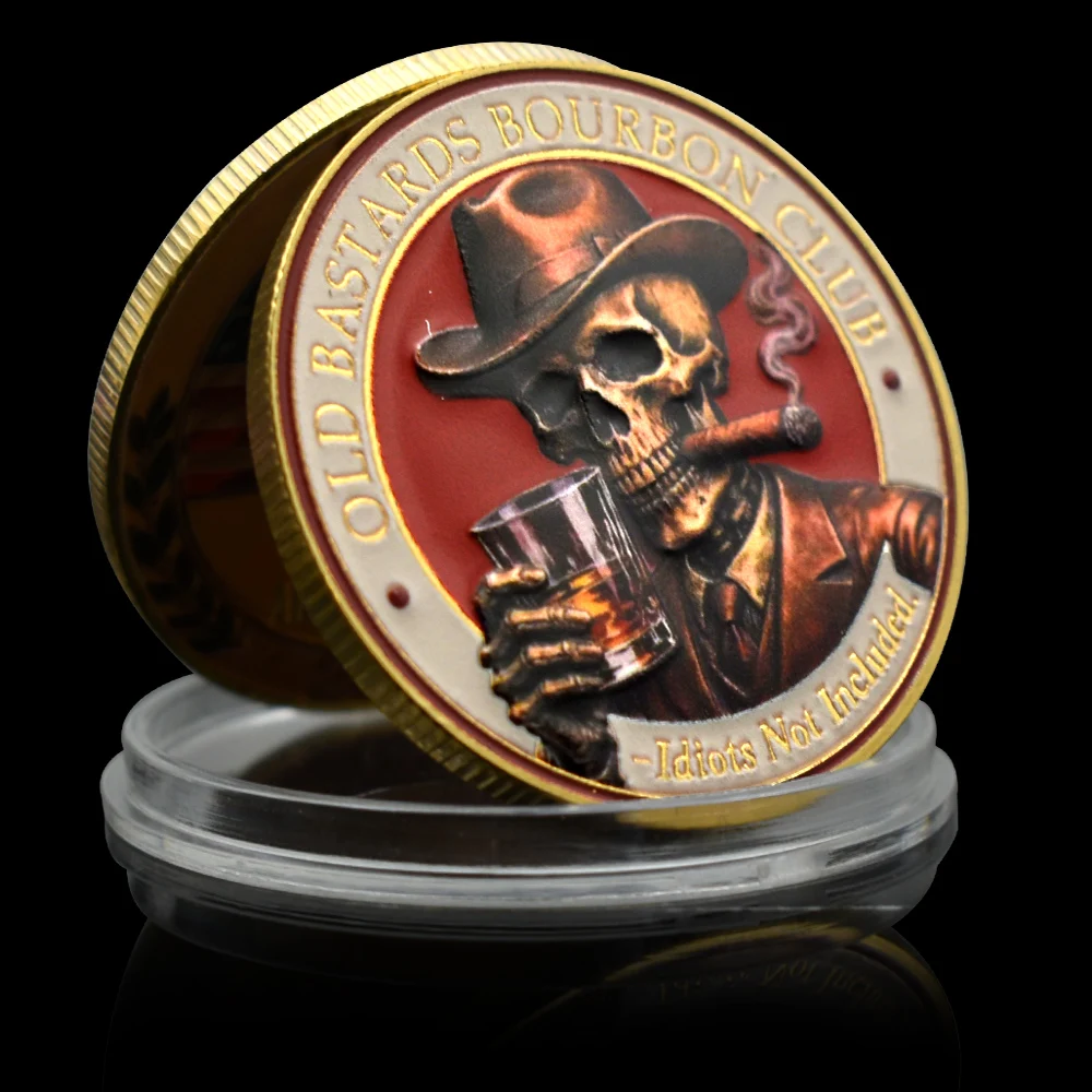 Moneda Conmemorativa del Club de Bourbon Old Bastards, Divertida Moneda de Desafío para Amantes del Whisky, Edición Born To Sip Bourbon, Regalo Coleccionable