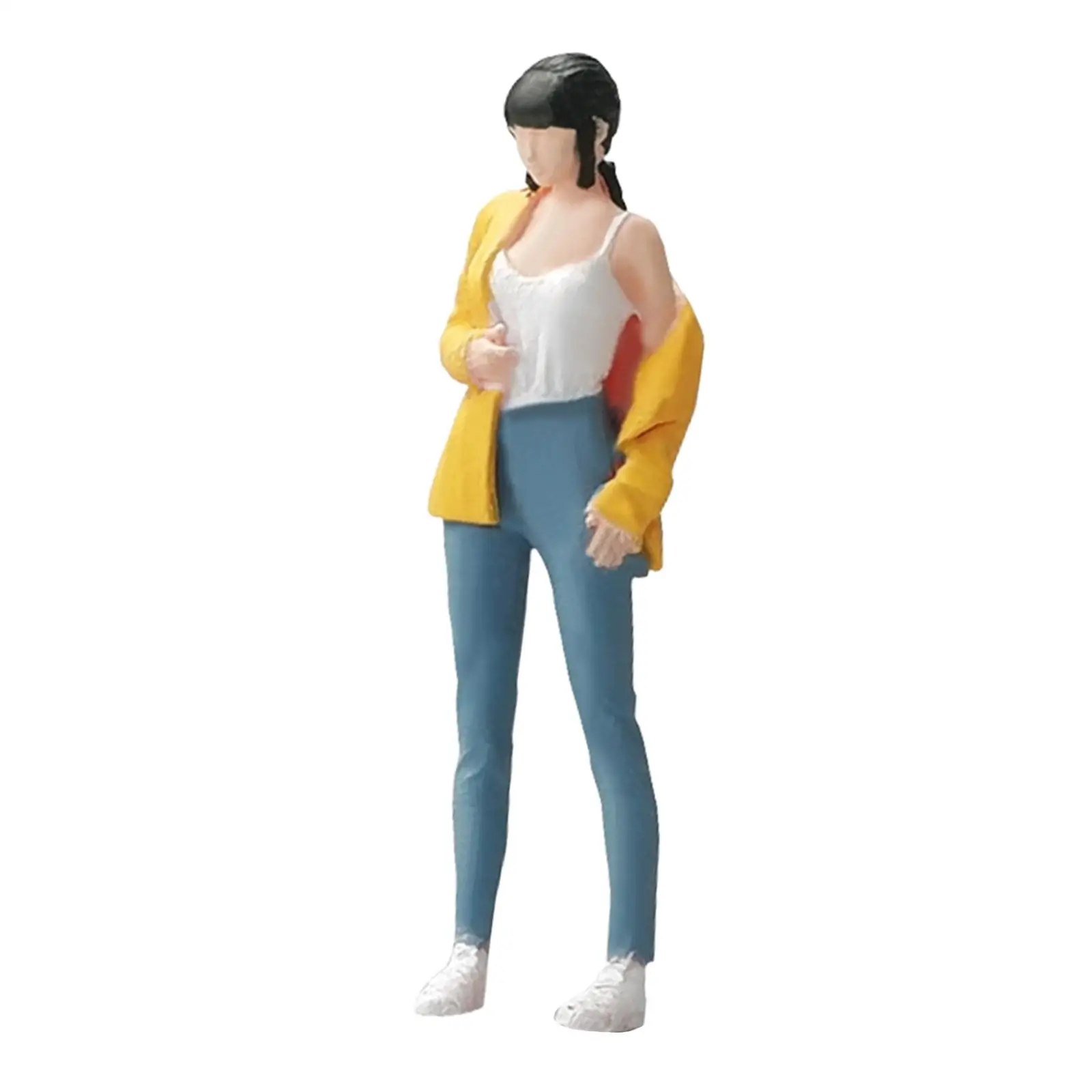 1/64 소녀 피규어 포즈 장면 기차, 건축 페인트 피규어 사진 소품, 핸드페인팅 미니어처 장면 장식