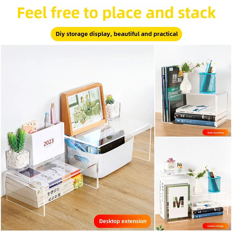 Thickened Acrylic Elevated Storage Rack Book Desktop Display Shelf U-shaped Shelf Office Schooll Desk Storage Supplies File Rack