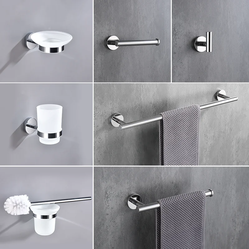 

Глянцевый хромированный комплект оборудования, настенное крепление, вешалка для полотенец для рук, держатель для туалетной бумаги, крючок для халата, вешалка, набор аксессуаров для ванной комнаты