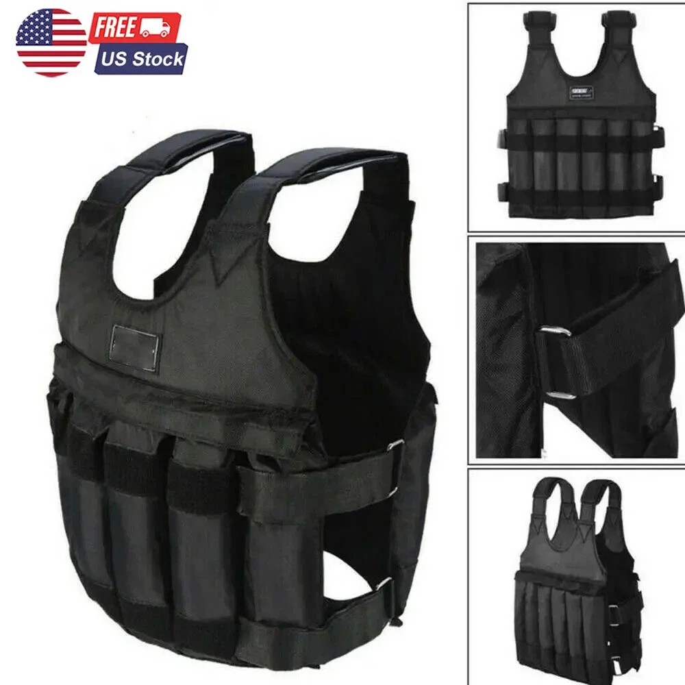 110Lbs Adjustable Exercise Weighted Vest Training Suit Workout Fitness Waistcoat Fitness Equipment Accessories Jogging Walking