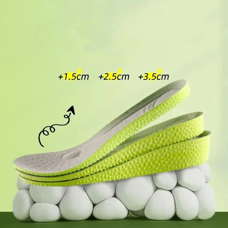 Height-increasing Insoles For Men Women Shock-absorbing Breathable Sweat-absorbent Highly Elastic Cushioning Shoe Pad