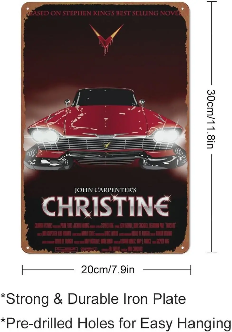 Christine Movie Movie Poster Retro Metal Sign Vintage Tin Sign for Cafe Bar Home Wall Decor 12 X 8 inch