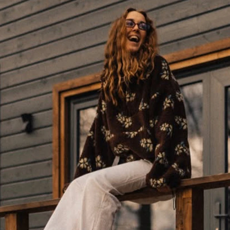 Zekye الصوف زهرة سترة المرأة سترة الحرارية البلوز الصوف قميص المرأة البلوز النساء Y2k الملابس Huntrix Kpop #1