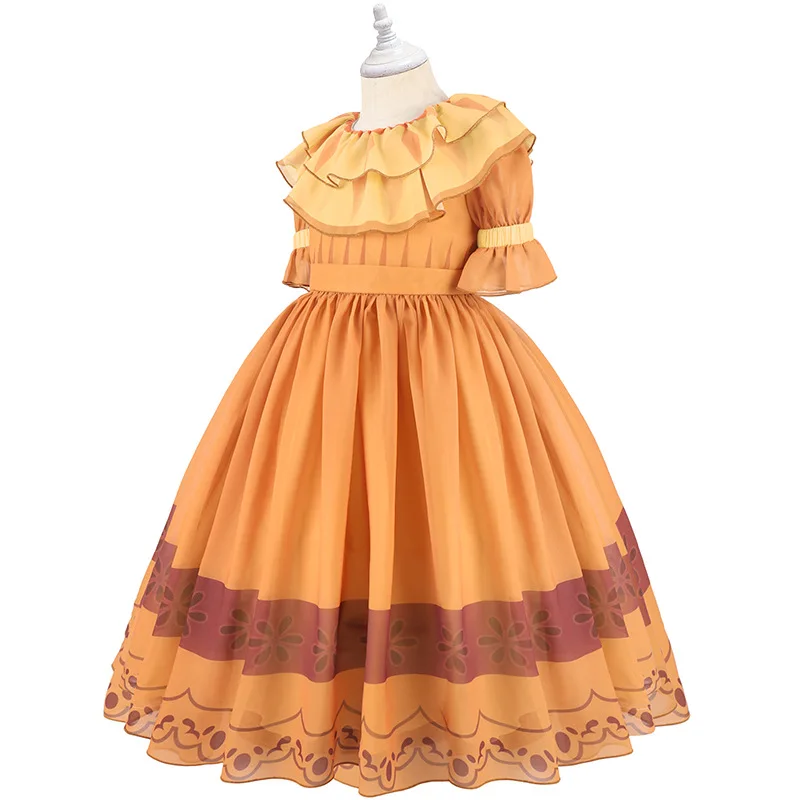 Anime Movie Encanto Madrigal Cosplay Costume Pepa Orange Adult Ruffle Princess Dresses Mirabel Charm Fancy Dress Carnival Gift