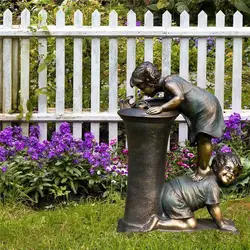 Garden Kissing Kids Ornaments Outdoor Decor Boy and Girl Statue Sculpture