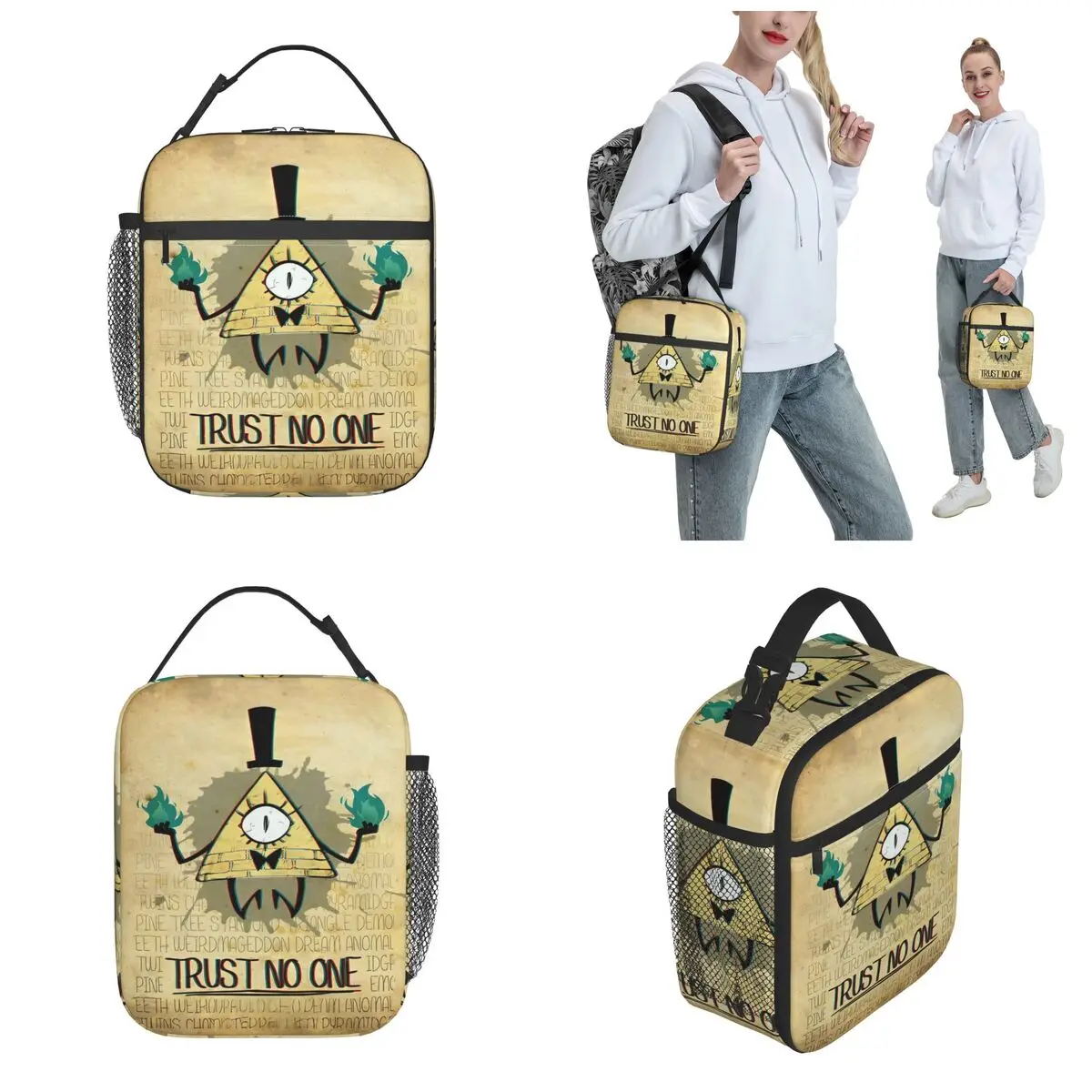 Gravity Falls Bill Cipher Merch Insulated Lunch Bag For Work Food Box Reusable Cooler Thermal Lunch Boxes