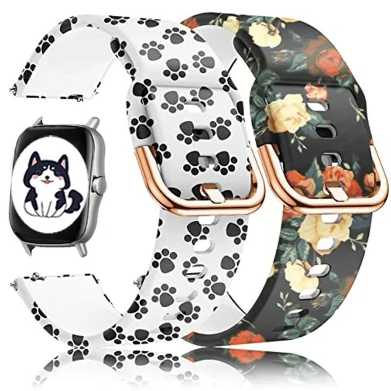 Printed Silicone band For Samsung galaxy watch 6 Classic-5-pro-4 sport bracelet 20mm 22mm strap for Amazfit GTS/GTR/4/3/2e Mini