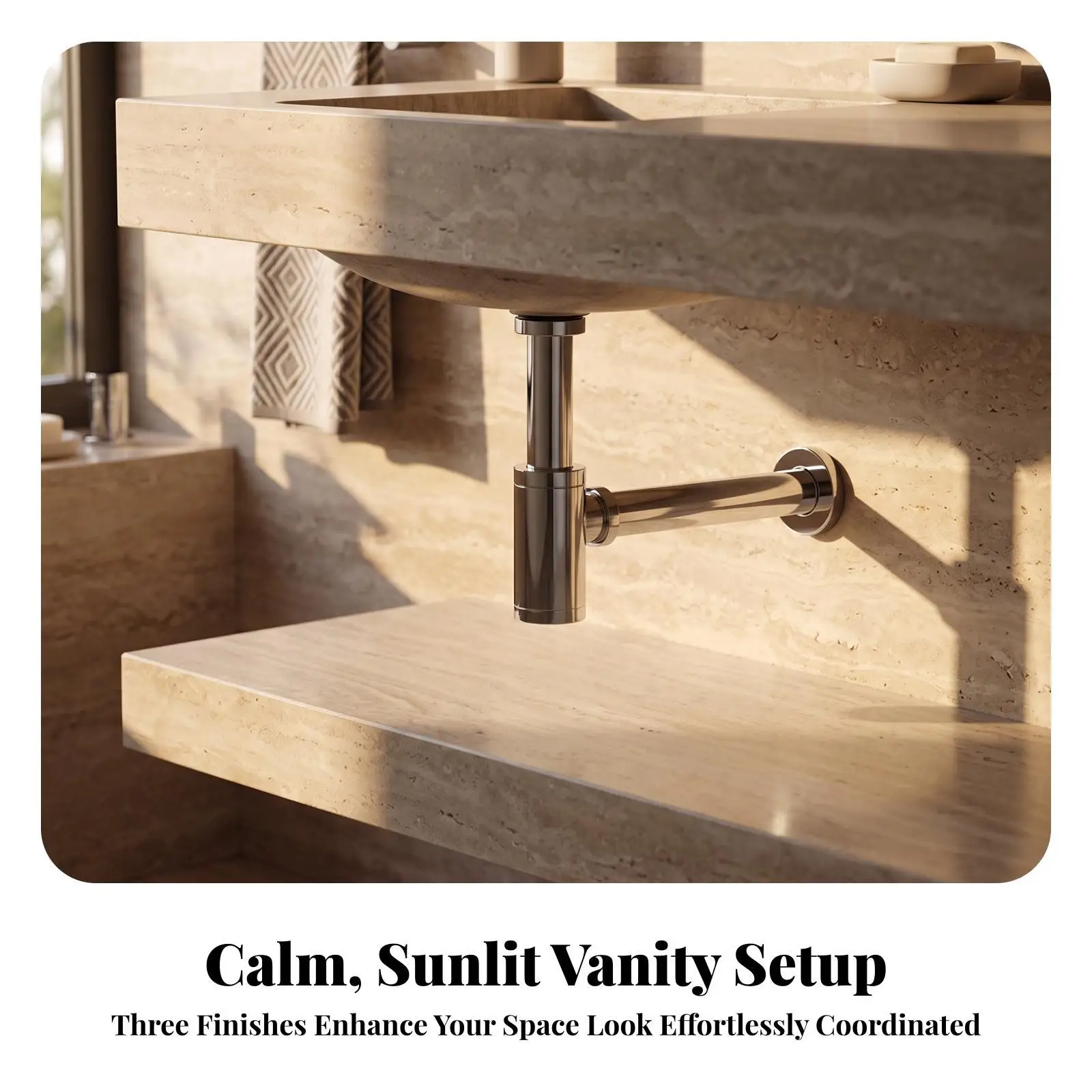 Bathroom Sink Drain Tube Zinc Alloy Wall Mounted Bottle Trap for Washbasin Adjustable Vertical Section Odor Proof