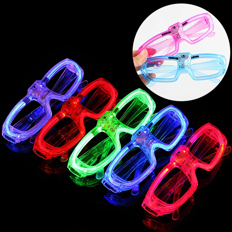 Creative LED Neon Lights Flashing Glow Glasses Children's Funny Glowing Glasses Holiday Party Prom Bar Decoration Props Gifts