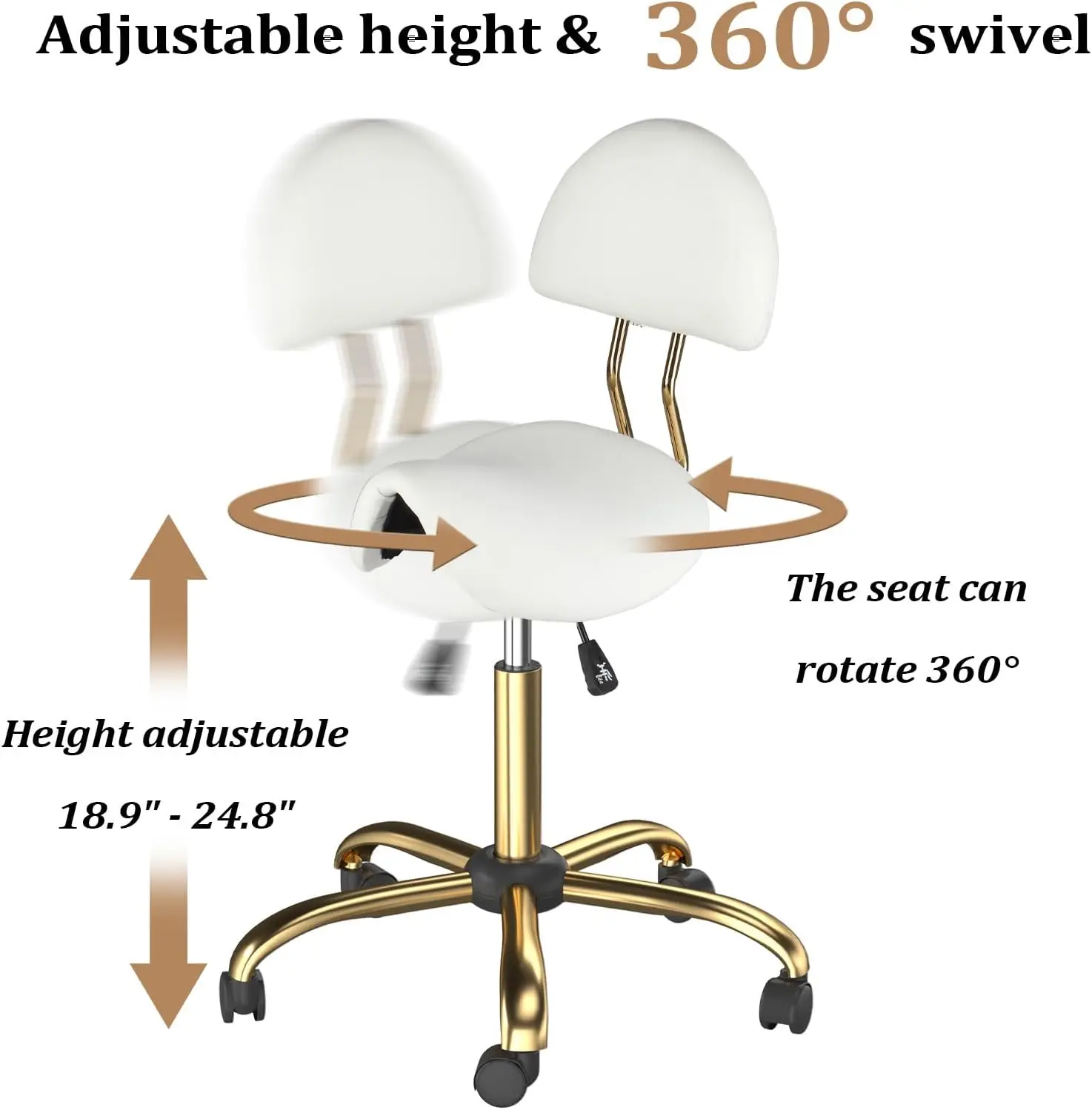 مقعد سرج مريح مع دعم للظهر، كرسي مكتب طويل قابل للتعديل، وسادة سميكة للراحة #6