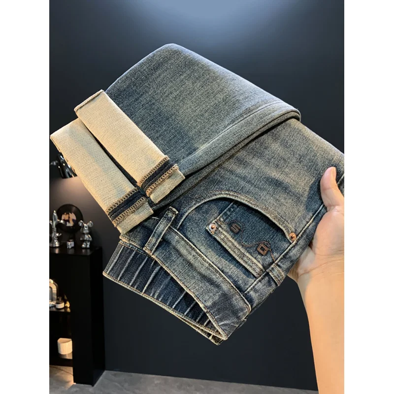 جينز فضفاض صغير مستقيم الساق للرجال 2025 موضة الخريف الجديدة ماركة النسخة الكورية سراويل طويلة مرنة غير رسمية متعددة الاستخدامات #4
