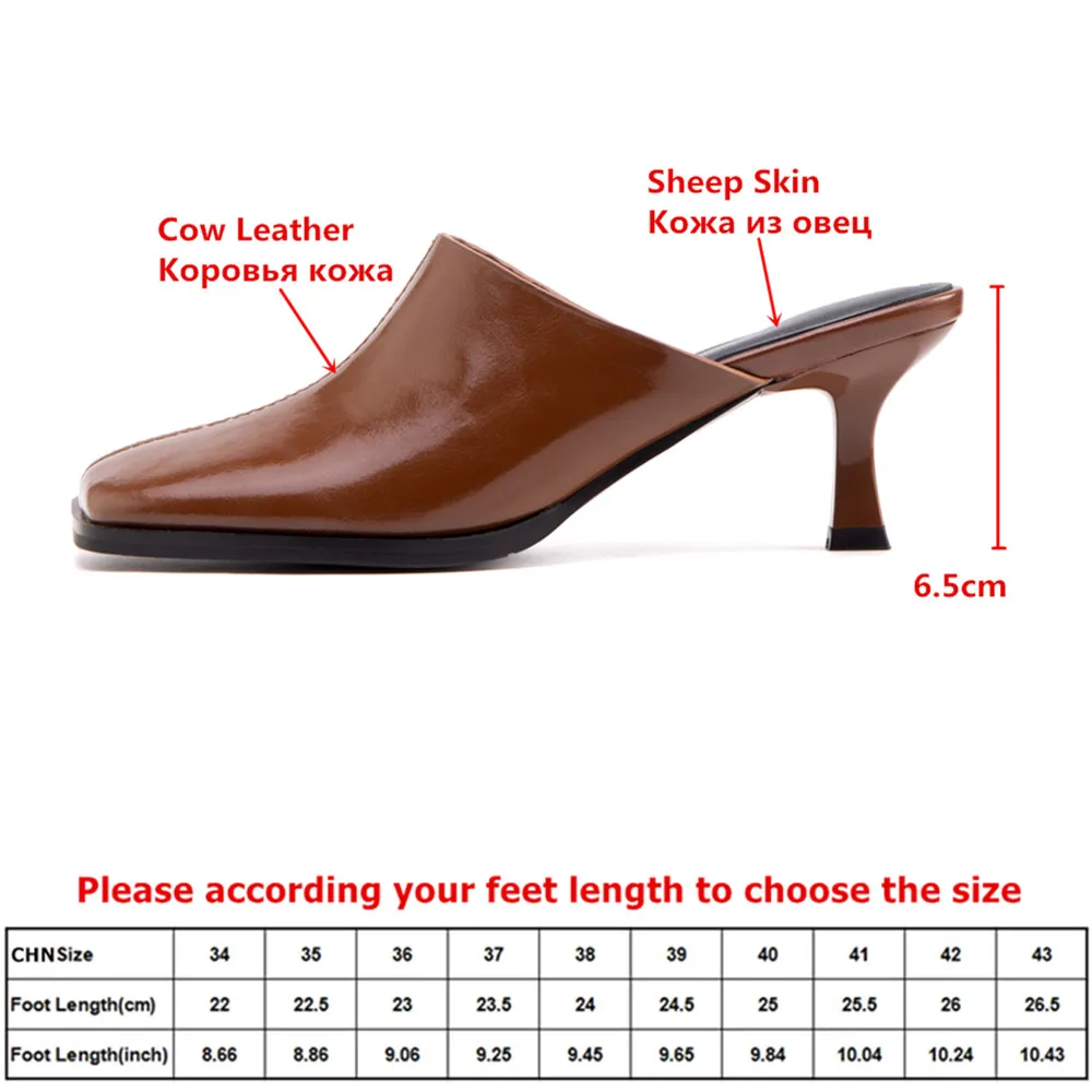 MILI-MIYA New Women's Square-Toe Cow Leather Pumps With Three-Colour Thin Heels Slip On Solid Color Plus Size 34-42 Handmade