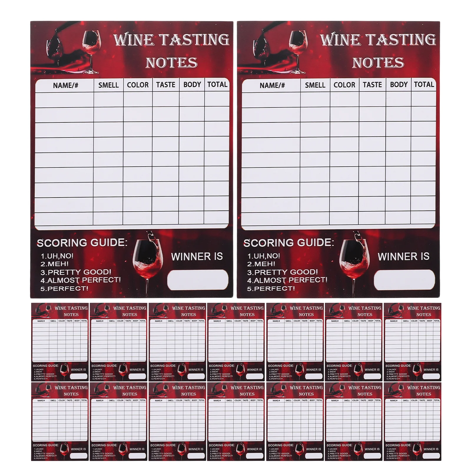 

30Pcs Wine Tasting Score Sheets Detailed Comparison Aroma Notes Feedback Cards 18x12.6cm Wine Tasting Notes Template