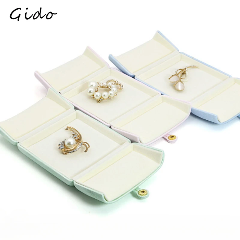 

Grid PU Leather Jewelry Box Full Star Ring Storage Flannelette Brooch Case Badge Box School Badge Holder