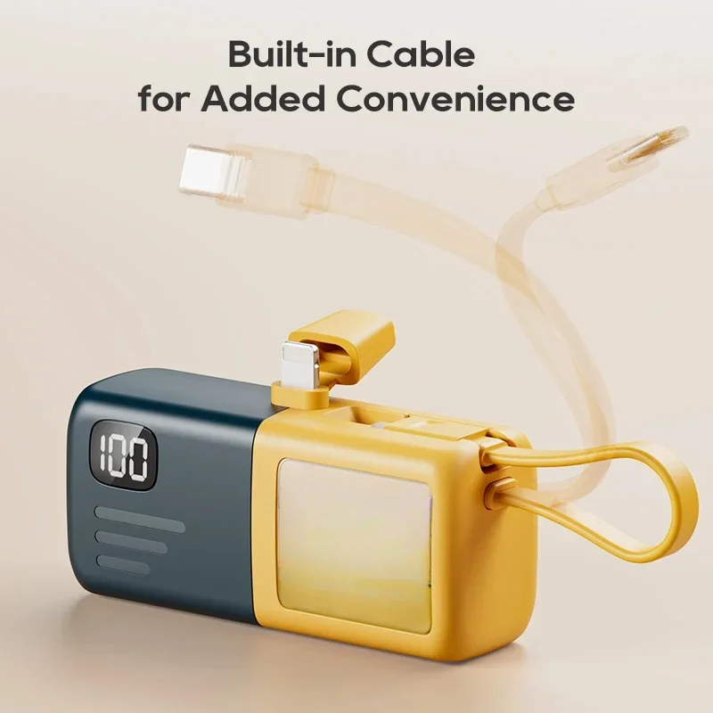 5000mAh For iPhone Batterie Externe Portable Charger For Xiaomi Mini Power Bank With Type-C Cable Fast Charging Power Bank