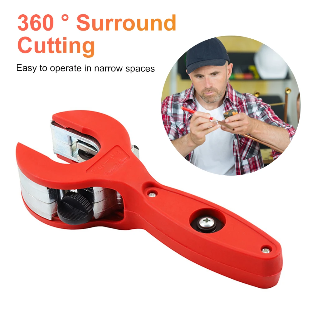 Heavy Duty Ratchet Pipe Cutter - Adjustable Alloy Hose Cutting Tool for PVC, Copper, Rubber Pipes - Ergonomic Handle for Easy Us