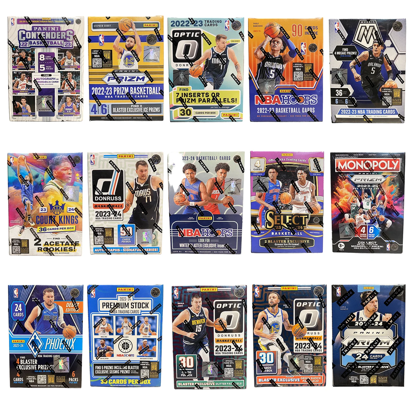 carte-collezionabili-nba-originali-panini-serie-prizm-ticket-hoops-optic-select-set-completo-premium-hobby-box-regalo-per-collezionisti