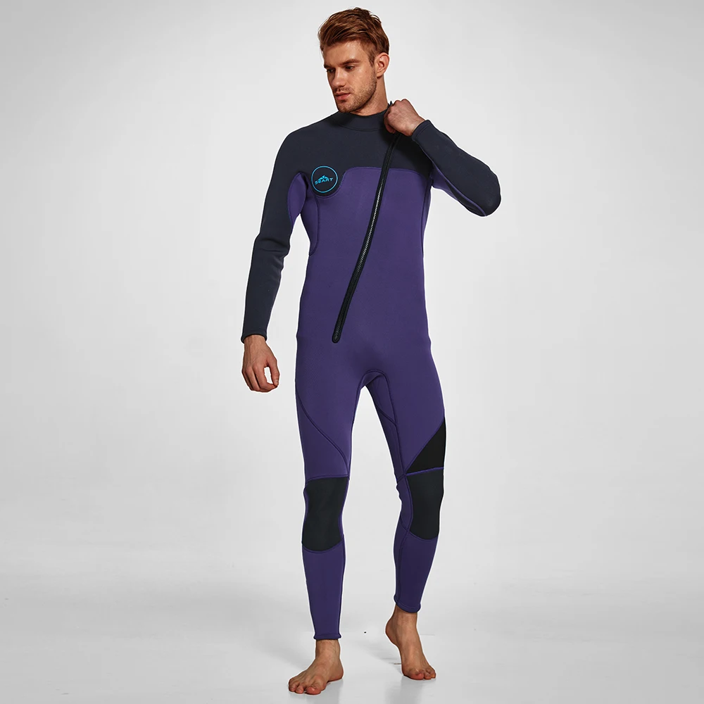 Wetsuit Men 3mm Neoprene Full Body Diving Suits Front Chest Zip Long Sleeve Wetsuit for Scuba Diving Snorkeling Surfing Swimming