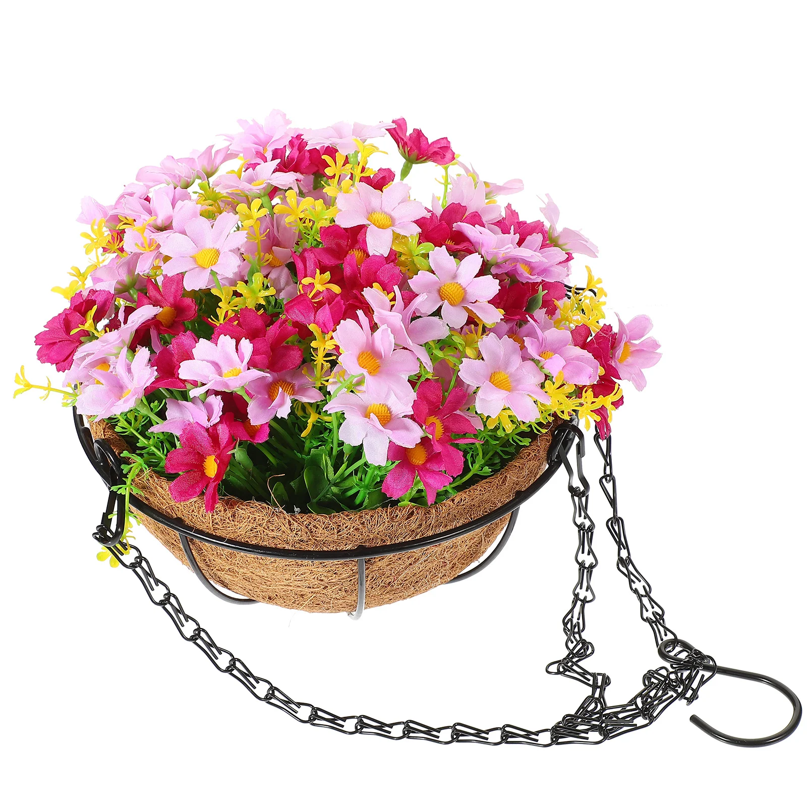 

1pc Artificial Flower Basket Outdoor Fake Hanging Plants For Porch Home Garden Decor Hanging Flower Baskets For Outside Use