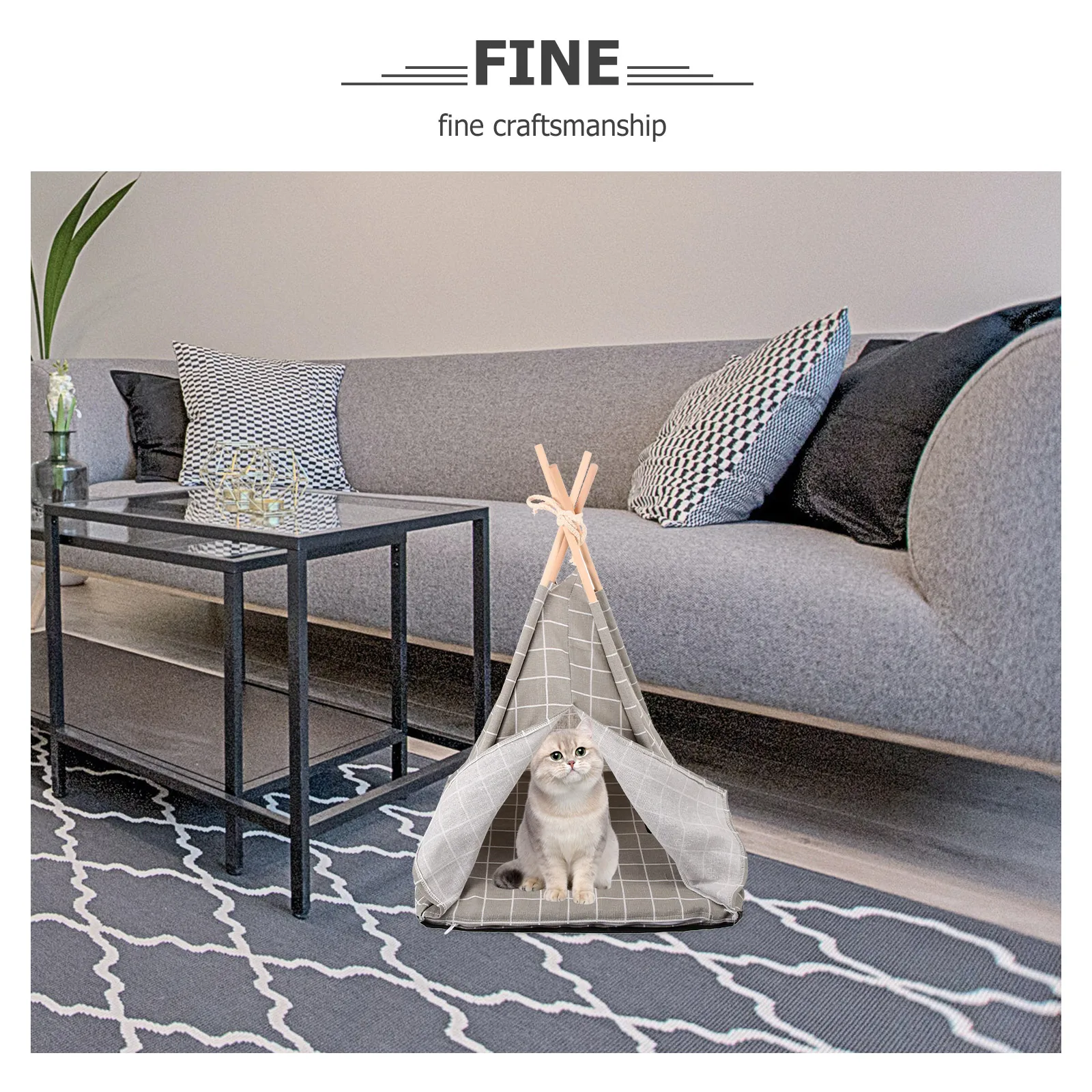 

Pet Tent Nest Home Cat Shelter Sleeping Cave Bed Indoor Dog House for Wooden Pets