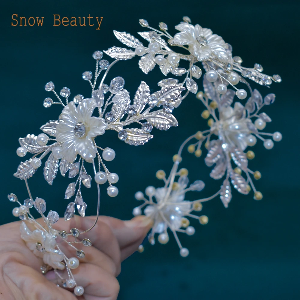 

DZ124 Rhinestone Wedding Headband Flower Bridal Headpiece for Wedding Hair Accessories for Brides Bridesmaid Womens Headpieces