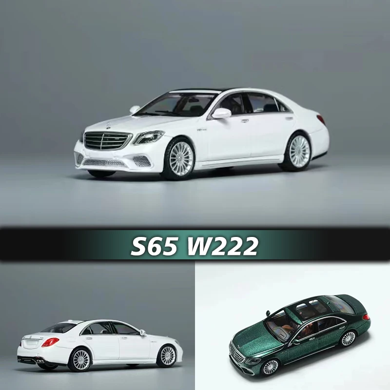 

KING In Stock 1:64 S65 W222 Metal WHITE Green Diecast Diorama Car Model