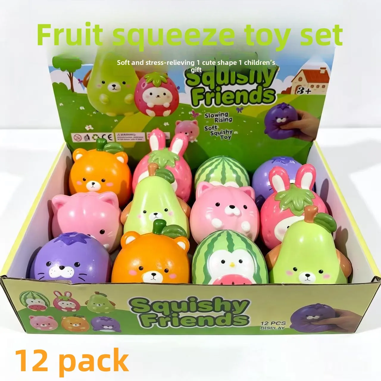 Cute Fruit Fairy Squishy Toy, Multiple Cartoon Designs Soft Slow Rebound Healing Stress Relief Fidget Toy for Kids & Adults