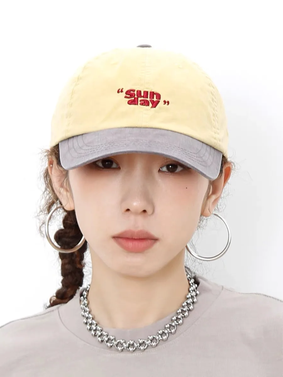 Girls Baseball Cap Sun Day Letter Retro Adjustable Cotton Causal Versatile Patchwork Color Caps Women's Street Hip Hop Gorras