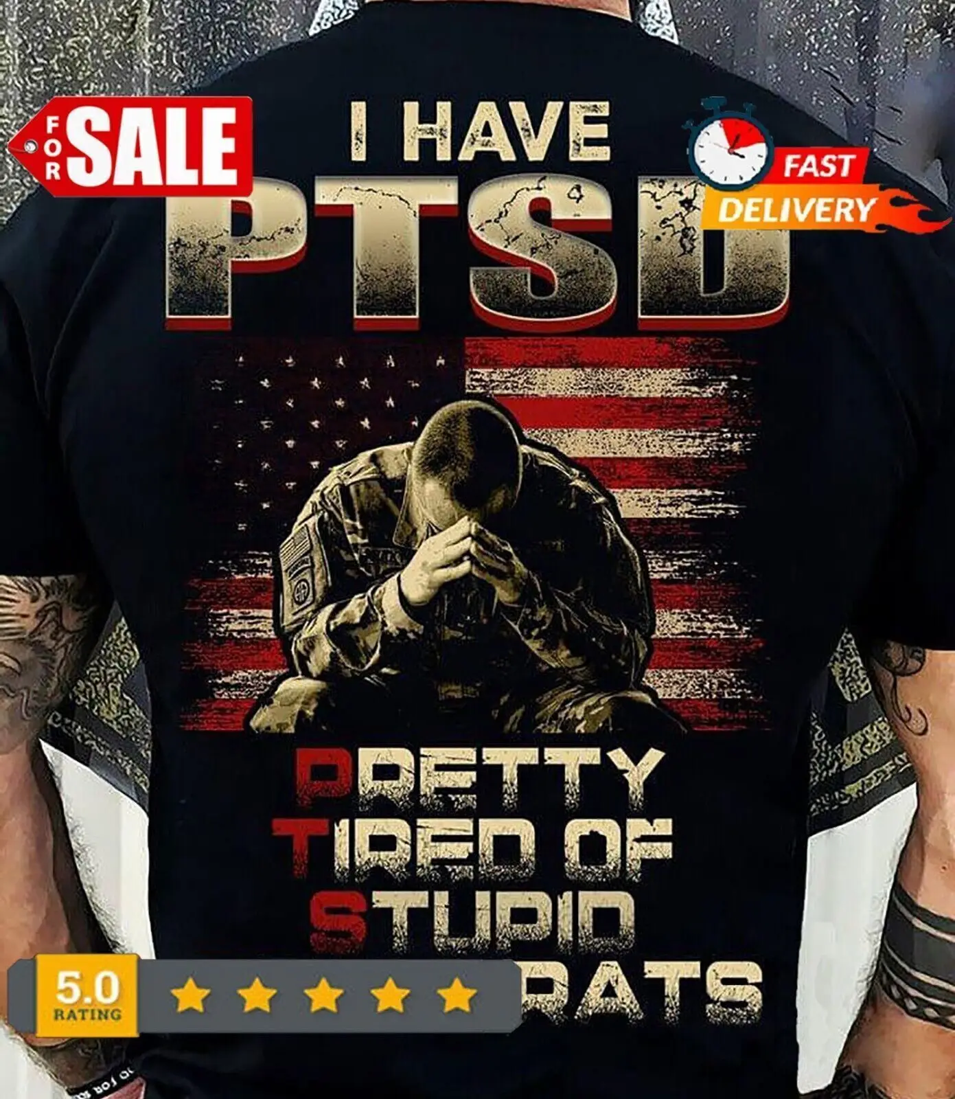 I Have PTSD Pretty Tired Of Stupid Democrats US Veteran T Shirt Men