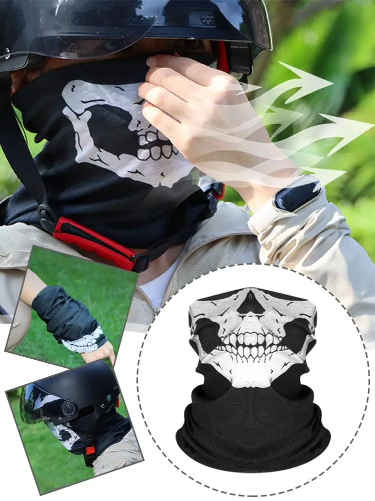 AliExpress NONE Cycling Face Mask Riding Scarf Breathable Skull Print Neck Gaiter Women Bandana Headwear Headband Snood Hiking Mask Balaclava