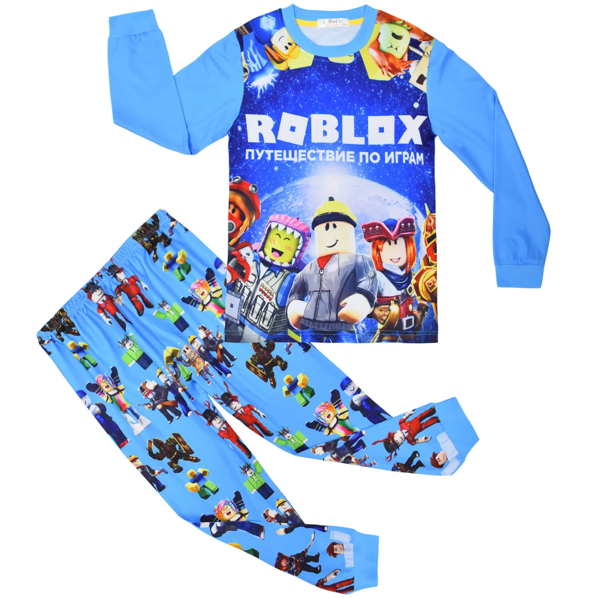 Game Roblox Clothing Middle and Big Kids Homewear Suit Long-sleeved Two-piece Pajamas Birthday Gift For Girls Kids Boys