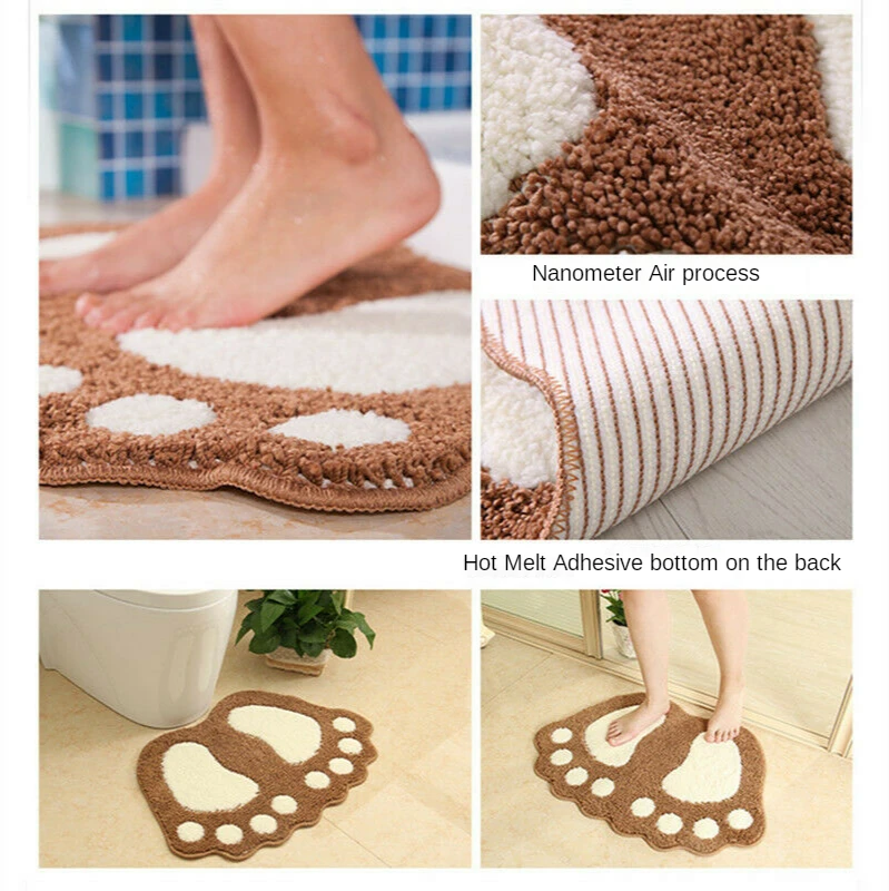 Foot Print Bath Mats,Non-slip Bathroom Carpet,Mat Toilet Memory Foam Bathroom Rug Bath Pad Carpets,Microfiber Mini Mats 40*60cm