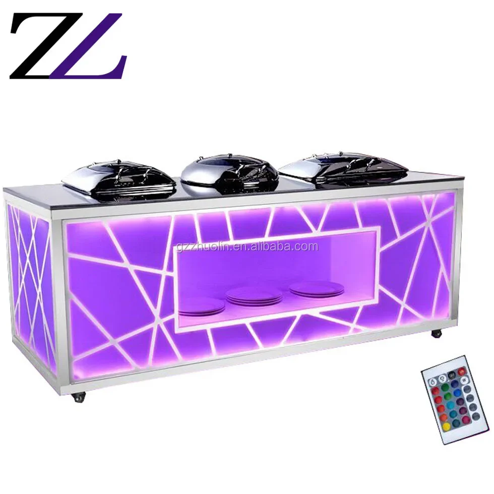 LED Buffet Electric Cold Table Cabinet Cold bar Salad Sushi Seafood Display Server for Hotel Mobile Buffet Catering Equipment