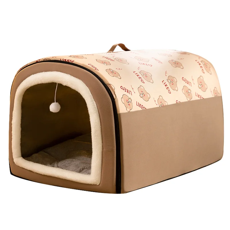 Cama de invierno autocalentable para perros y gatos, casa acogedora para dormir, cueva para interiores, nido para gatitos, perrera, cabaña para