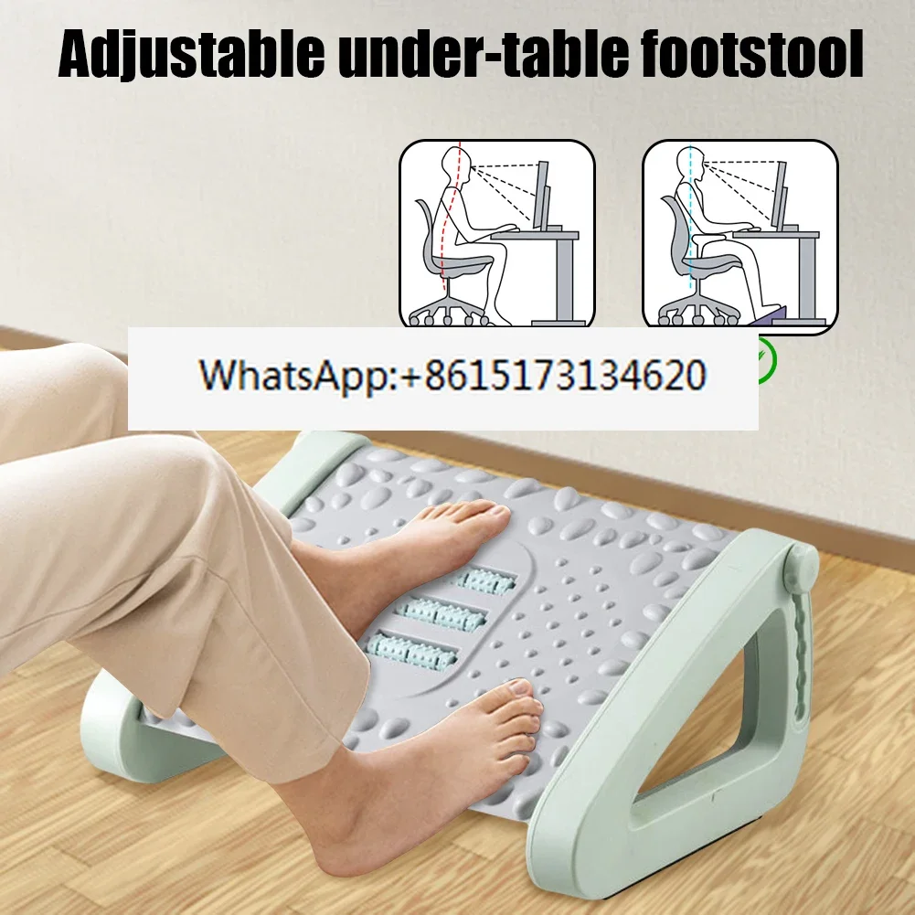 Ergonomic Office Footrest Portable Foot Rest Under Desk Feet Stool for Home Office Work Foot Resting Stool with Massage Rollers