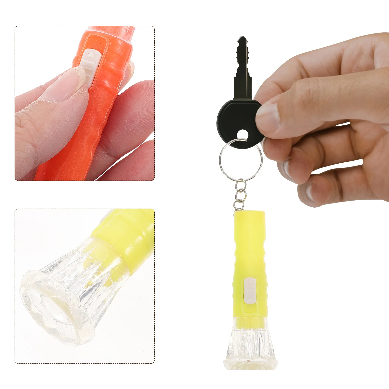 

10Pcs Mini Plastic Torch Flashlight Durable Keychain Light Portable for Camping Hiking Dog Walking Gifts Multifunctional